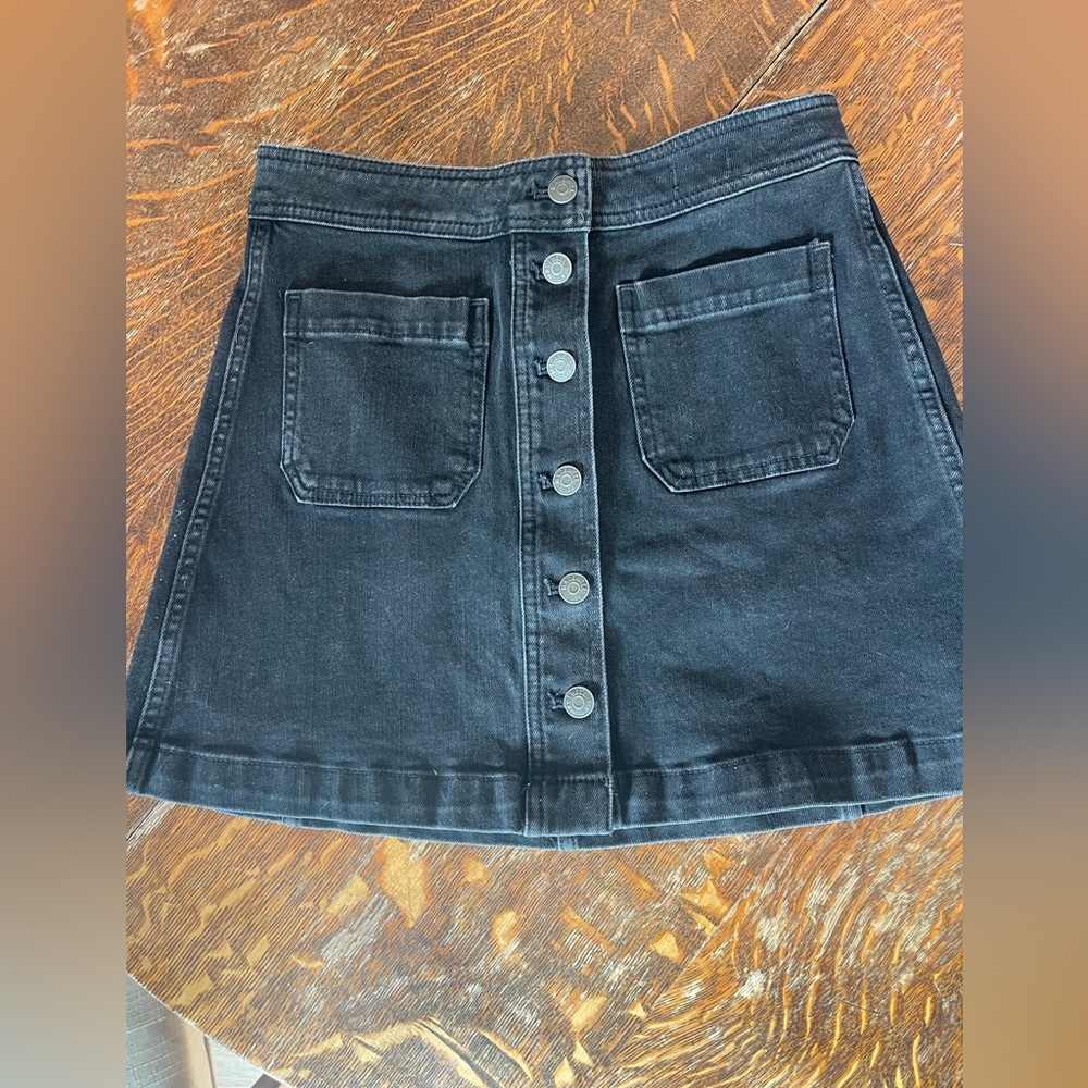 Madewell Black Button-Front Denim Skirt